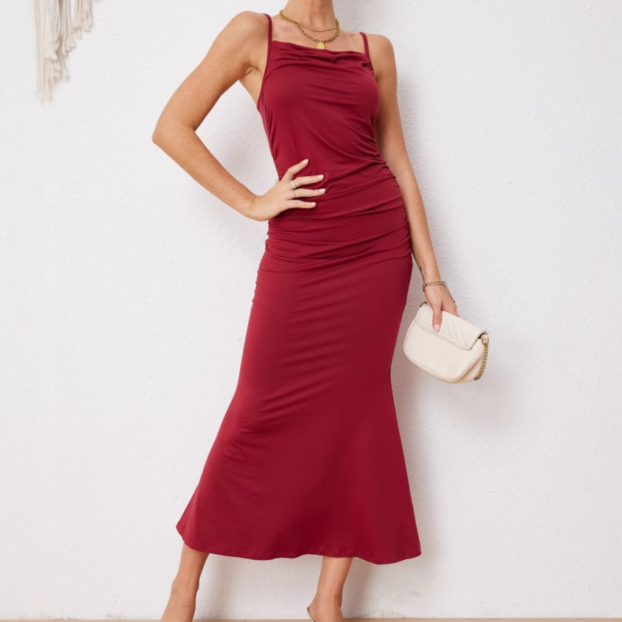 Wholesale of new French halter sexy and slimming women's long dresses from Europe and America in the spring and summer of 2025 details Picture