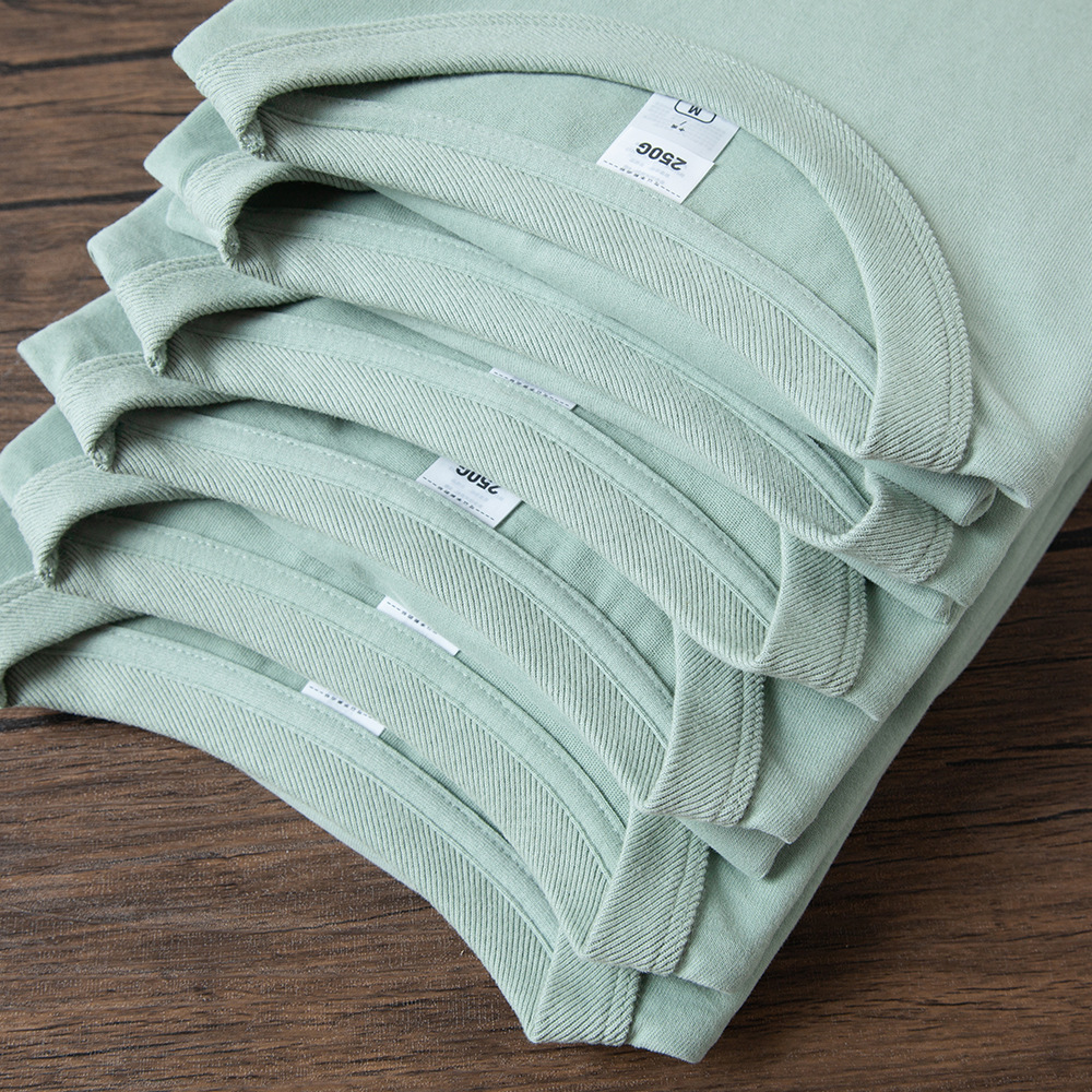 250g carbon brushed retro heavy-duty round-neck short-sleeved T-shirt pure cotton men's clothing in stock wholesale details Picture