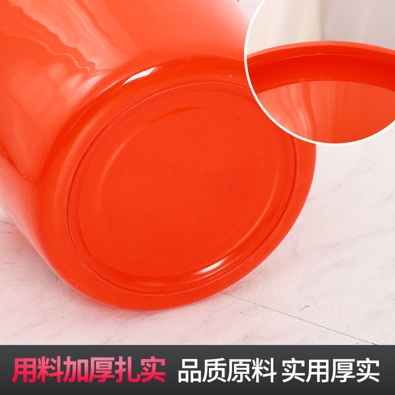 Brand new material red plastic water bucket, thickened iron hand-held household round water storage bucket logo can be made as required Application Scenario