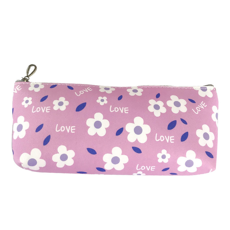 Korean version homemade cute transparent small flower pen case, ins cloud pen case, simple stationery storage box, peach pen case Item Picture