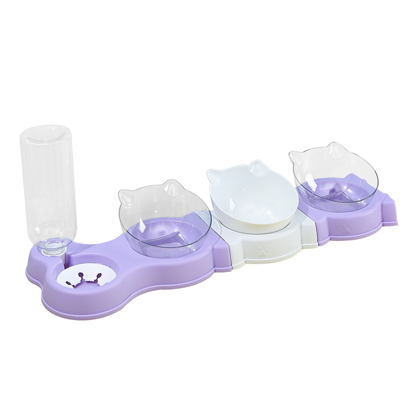 Cat Bowl Can Be Spliced With Drinking Bottle Double Bowl To Protect Cervical Vertebrae From Spilling Multi-Functional Pet Bowl To Prevent Wet Mouth Dog Double Bowl Item Picture