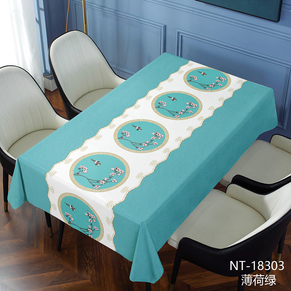 Pinyu Home offers a retro, ancient-style, simple, fashionable and elegant PVC tablecloth with embroidered flowers. It is waterproof, oil-resistant and requires no washing. We also provide wholesale Chinese ethnic-style tablecloths and tablecloths details Picture