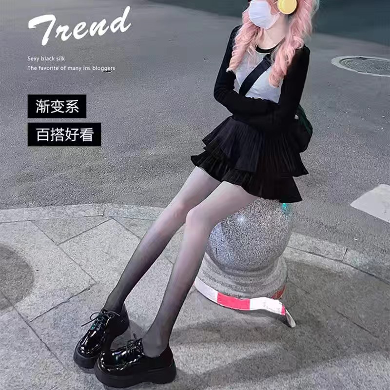 开裆渐变色丝细节图
