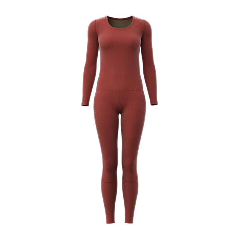 New Black Gold Cashmere Silk Thick Seamless Long Johns High Elastic Round Neck Set Thermal Underwear Item Picture