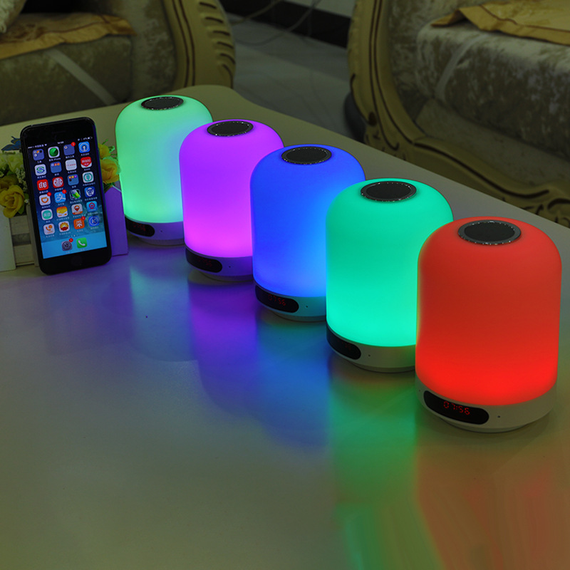 Touch Seven-color smart Bluetooth speaker, night light, alarm clock, TF card insert speaker, bedside lamp, Amazon cross-border factory