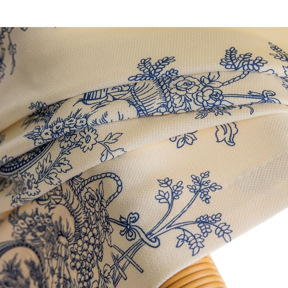 New Chinese-style blue and white porcelain printed curtains, light-blocking curtains for home bedrooms and living rooms, light luxury printed finished curtains