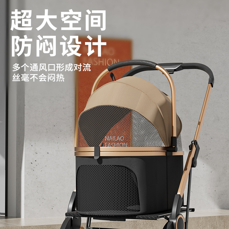 One-click parking, lightweight and portable pet stroller, universal pet stroller for cats and dogs, detachable and portable sleeping blue Specification image
