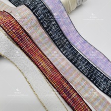 新发2.5cm韩国金银丝小香风织带花边手工DIY服装包包蝴蝶结配件
