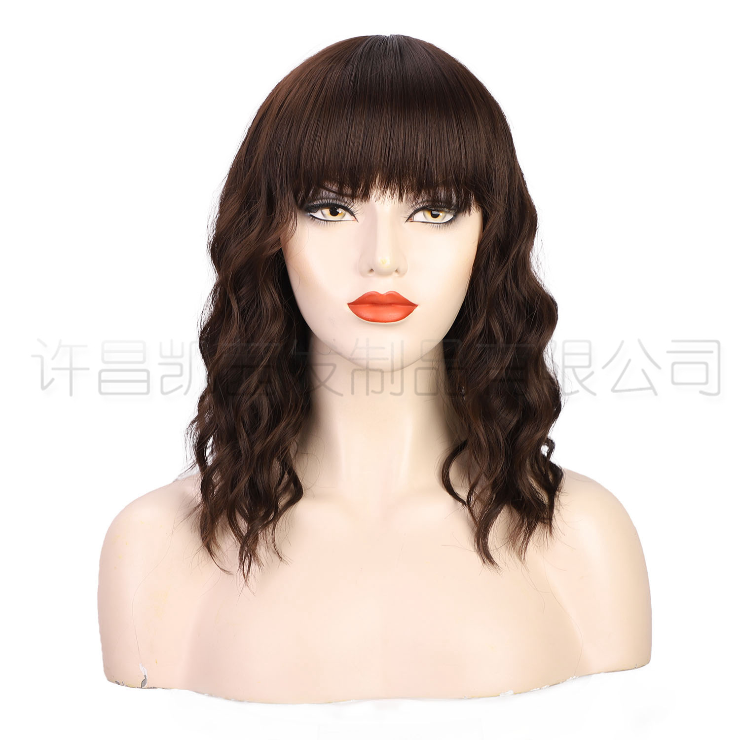 European and American short curly wigs, women's hair wigs, water ripple synthetic fiber wigs, hair covers details Picture