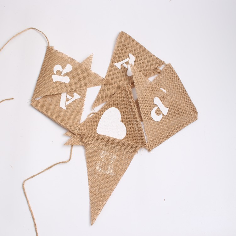 European and American Christmas wedding decoration items, party swallowtail flag, HAPPY BAR, linen triangular flag Specification image