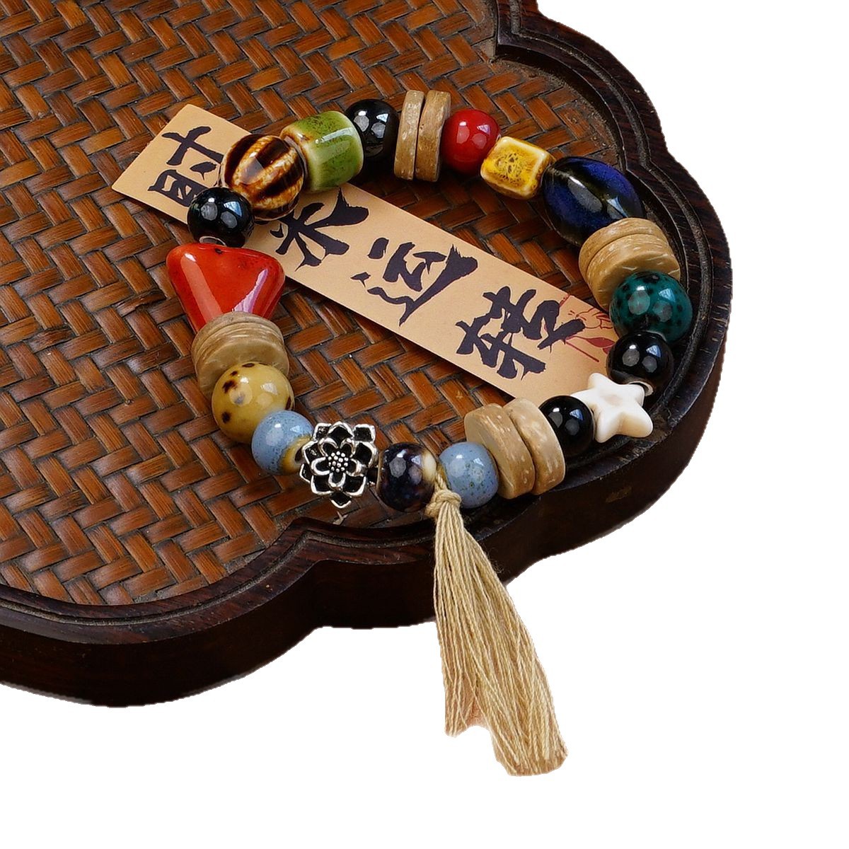 Wholesale supply of Jingdezhen ceramic bracelets, gourds, beads, Chinese-style tassels, ethnic-style bracelets, accessories and ornaments Item Picture