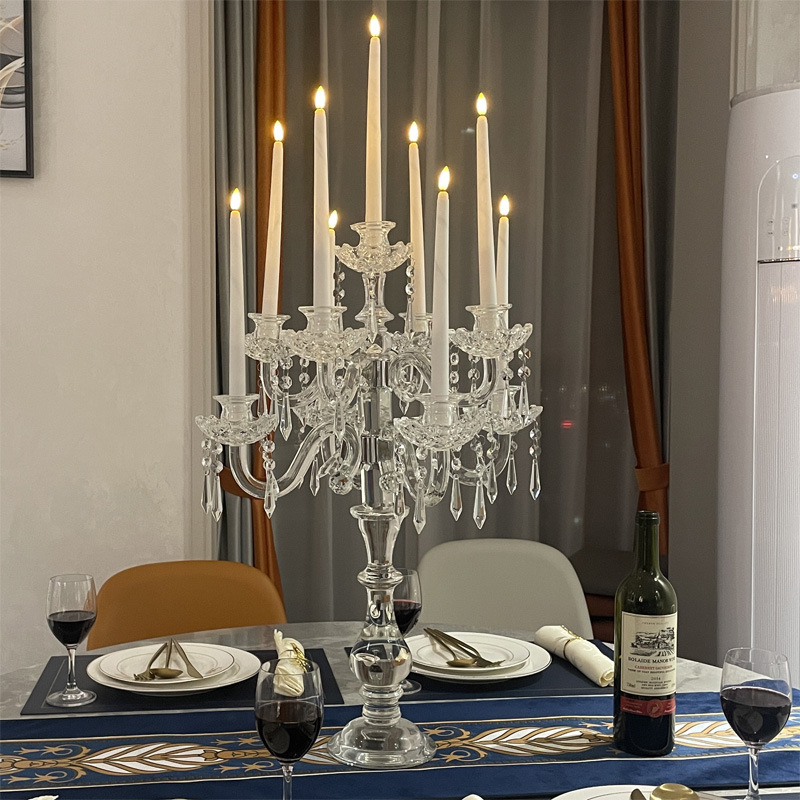 Spot Wholesale European Five Head Crystal Candlestick Wedding Props Candle Table Decoration Model Room Home Hotel Soft Decoration Specification drawing