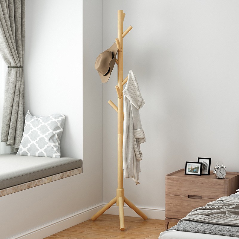 Solid Wood Floor Coat Rack Hanging Clothes Rack Bedroom Household Vertical Coat Rack Clothes Rack Simple Modern Bag Hanging Rack Specification drawing