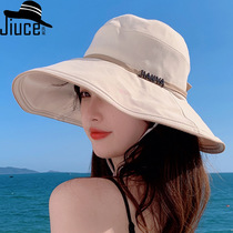 Design sense cross drawstring bow boutique cloth hat women's Korean summer UV protection large along sunshade hat tide