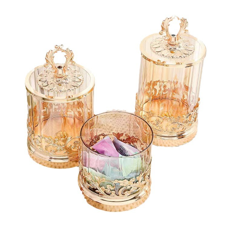 European Electroplated Maple Leaf Cup Lid Lace Storage Jar Set Candy Jar Home Table Decoration Dry Fruit Storage Sugar Jar Item Picture