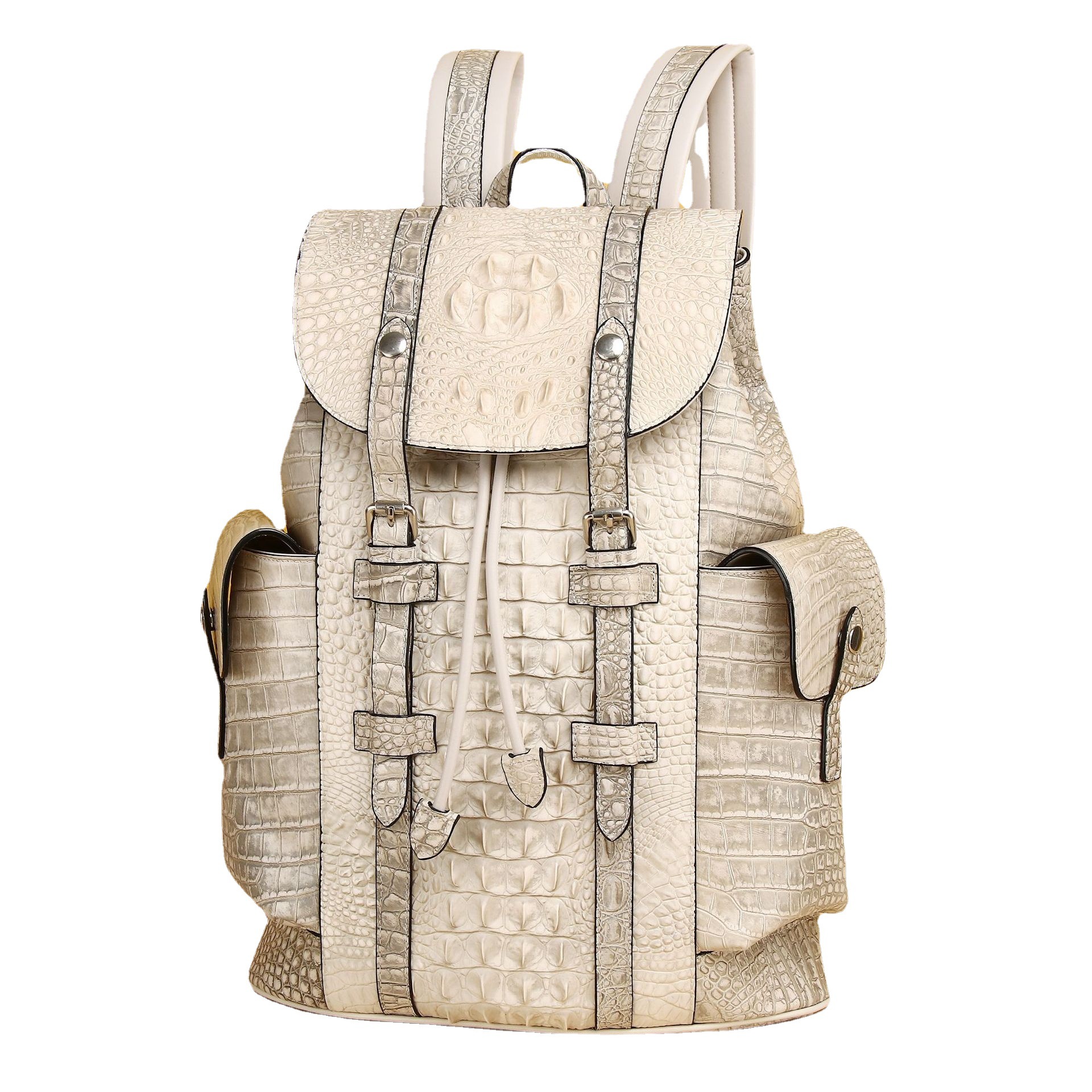 Crocodile bone pattern backpacks, large-capacity genuine leather backpacks, outdoor travel bags, high-end fashionable men's and women's trendy bags factory Item Picture