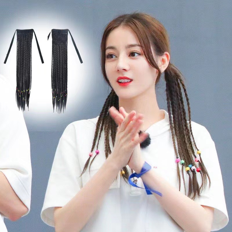 Wig, female ponytail, hip-hop dreadlocks, hand-knitted braids, ponytail wig, realistic hair, natural tied ponytail details Picture