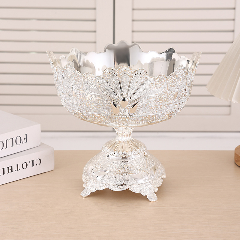 European Metal Gold Silver Fruit Tray Modern Home Living Room Coffee Table Creative Light Luxury Snacks Candy Bowl Fruit Bucket Specification drawing