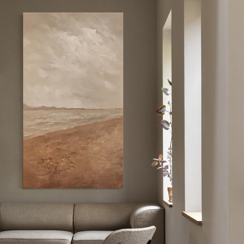 厚肌理手绘《橙海Ⅱ》玄关侘寂风挂画餐厅走廊装饰画手工肌理油画