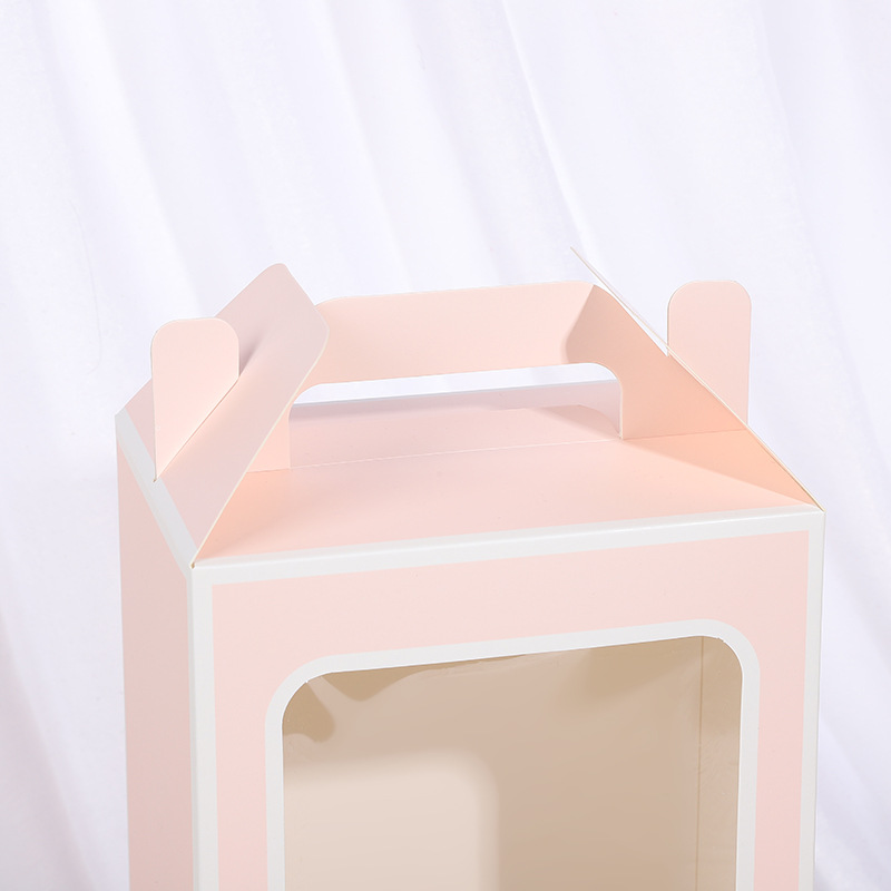 Medium-sized simple gift box, flower gift box, creative doll packaging, hand-held gift bag, transparent windowed gift box Specification drawing