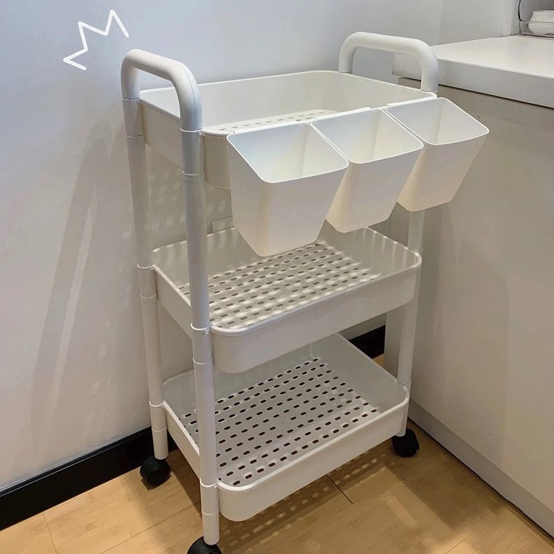Plastic trolley, storage rack, floor-standing all-plastic snack bookshelf, bathroom, toilet, portable kitchen, Bazhou with wheels Specification image
