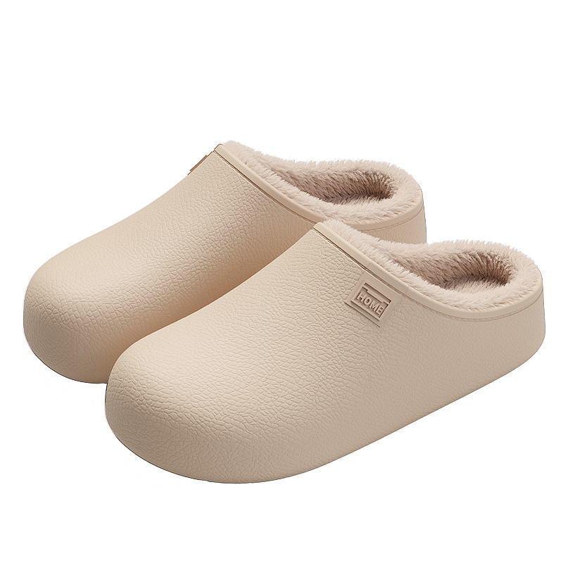 eva waterproof cotton slippers for women, indoor home use, men's warmth, plush anti-slip cotton slippers for winter, men's winter Item Picture