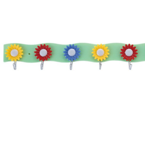 Wholesale of plastic hooks for the back of foreign trade doors, creative bedroom and kitchen patterns, strong adhesive hooks, sunflower eight-piece hooks from the factory details Picture
