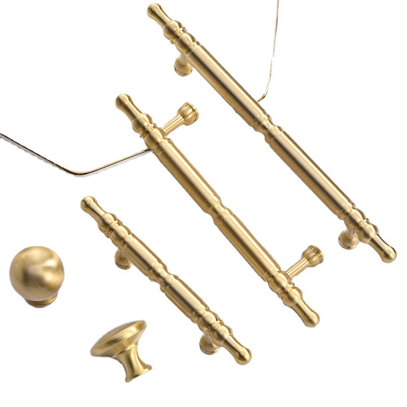 Light Luxury French Wardrobe Door Brass Handle Modern Simple Cabinet Door Handle Drawer Round Pure Copper Handle Item Picture
