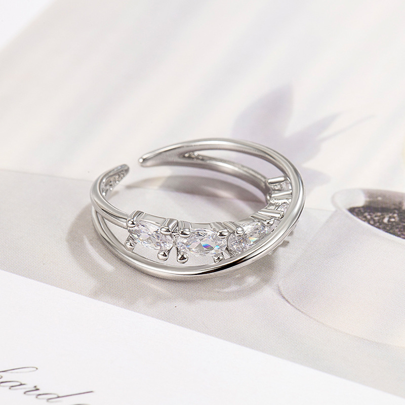 Kimoj's New Cross-Zirconia Ring, A Niche Design For Women, Exudes A Sense Of High-End, Tight Opening Index Finger Ring, And Is Fashionable, Versatile And Simple Specification drawing