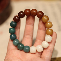 Gradual weathering shade white jade bodhi bucket bead bracelet bodhi string play hand held male around the finger soft plate play female