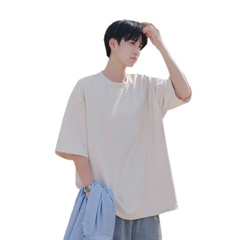 短袖/t恤男士短袖潮流/衣服男士短袖潮流/T恤/t恤男士宽松潮流白底实物图
