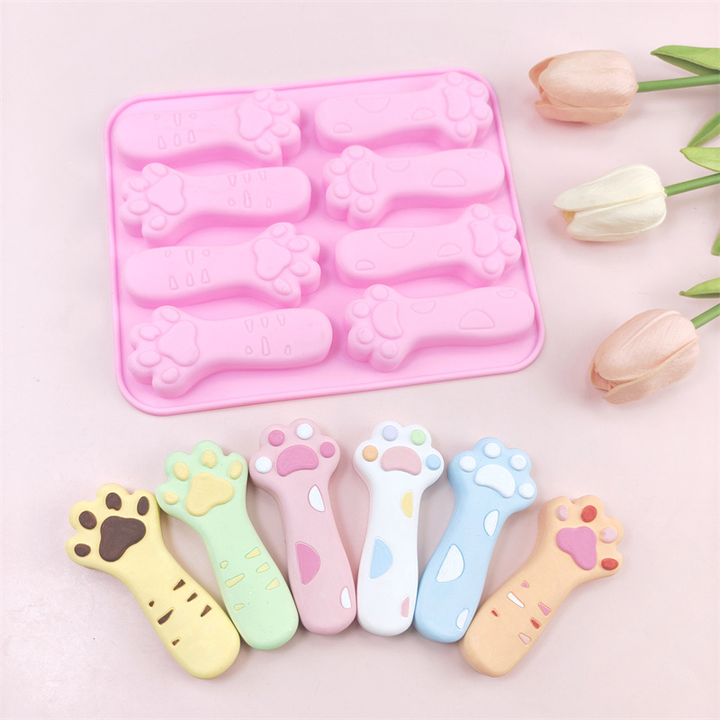 8 Cat's Paw Chocolate Biscuit Silicone Mold Cheese Stick Complementary Tools Baking Cake Decoration Mold details Picture