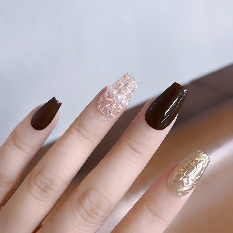 Xiaoxiang Wind Pure Handmade Wear A Celebrity Light Luxury Temperament Pearl Nail Art Students Pregnant Women Removable Fake Nail Pieces details Picture