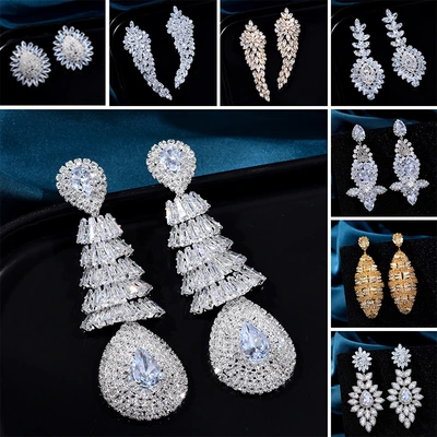 New light luxury atmosphere senior zircon ear accessories banquet dress with temperament earrings thumbnail