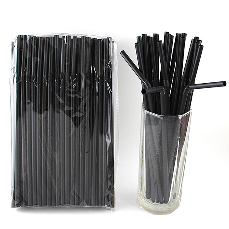 6MM cocktail decoration straw, black straw for coffee shops and bars, black curved straw for Western restaurants details Picture