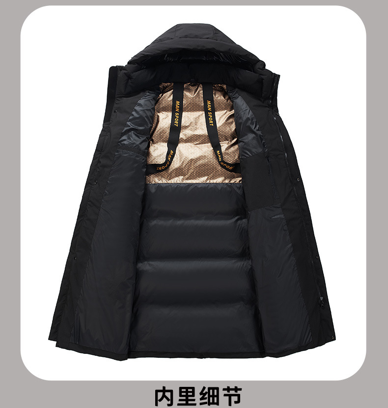 2024 Long down jacket for men, middle-aged and young people, winter white goose down knee-length goose down jacket, cold protection and extreme cold pic 17