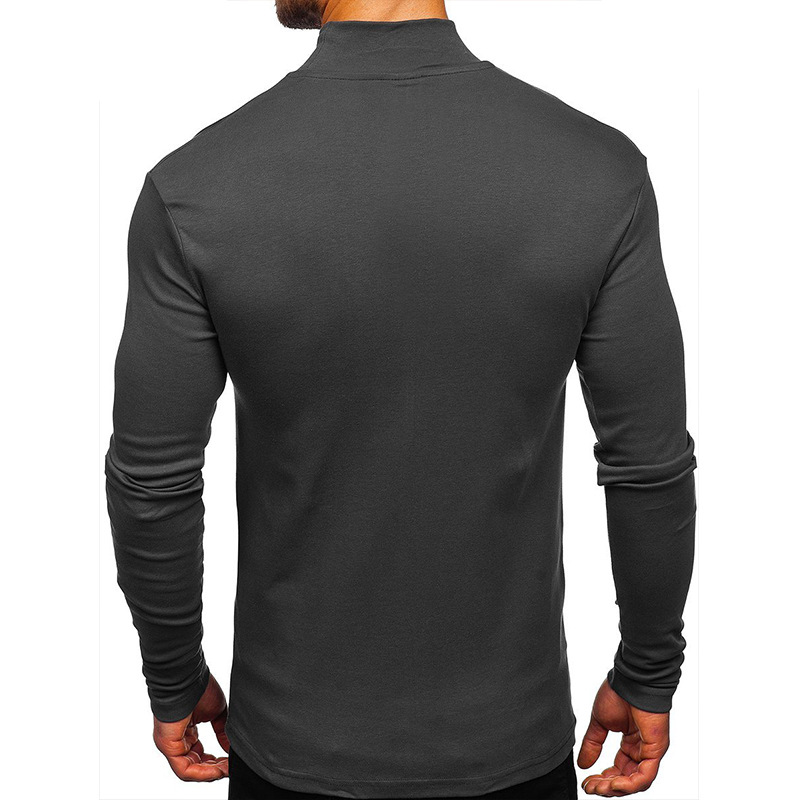 European and American men's autumn and winter thickened warm high-neck long-sleeved T-shirt, foreign trade men's base layer, German velvet semi-high-neck men's style Specification image