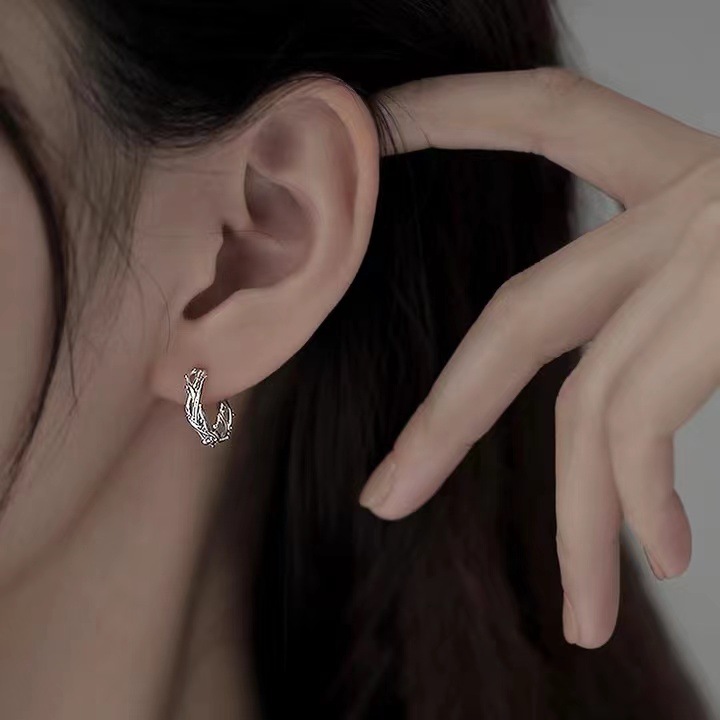 S925 Sterling Silver Thorn Earrings For Women 2023 Simple Light Luxury Earrings For Women Advanced Sense Net Red Earrings Buckle South Korean Earrings details Picture