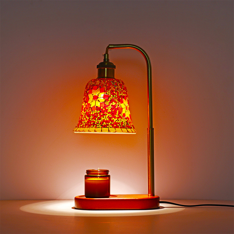 Bohemian scented trumpet lampshade table lamp, handcrafted glass bedroom bedside lamp, night light, romantic decorative table lamp