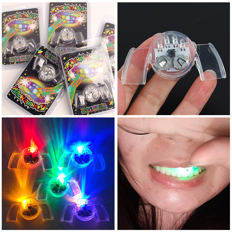 Halloween Glow braces TPR toys Flash Teeth bar masquerade party transparent glow-in-the-dark tooth lights wholesale full figure