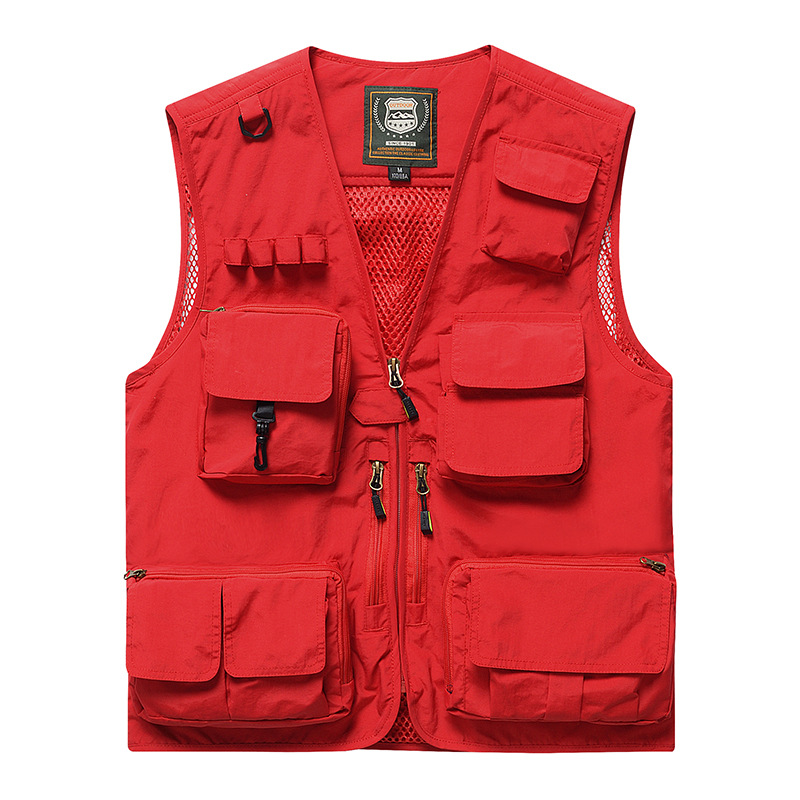 Men's multi-pocket photography vest, emergency rescue, fire protection, communication, reflective safety officer vest, waistcoat with logo printing Item Picture