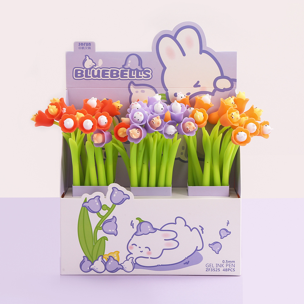 Zhongfan Cartoon Silicone Pen, cute stationery pen, rabbit Flower pen, student neutral silicone, factory direct sales