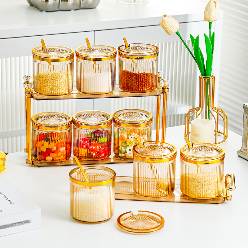 Seasoning Box Household Kitchen Salt Seasoning Jar Storage Box Combination Of Light Luxury High-Grade Msg Seasoning Tank details Picture