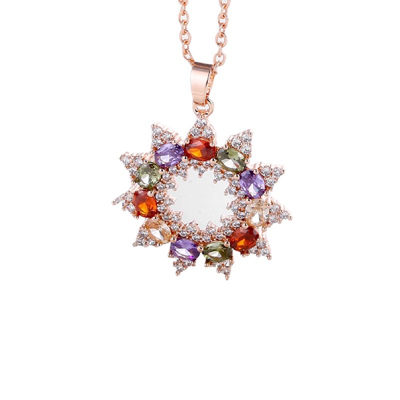 Kas Shi Accessories: Direct sales from the manufacturer of European and American fashionable, super shiny colored zircon necklaces and women's luxurious floral pendants Item Picture