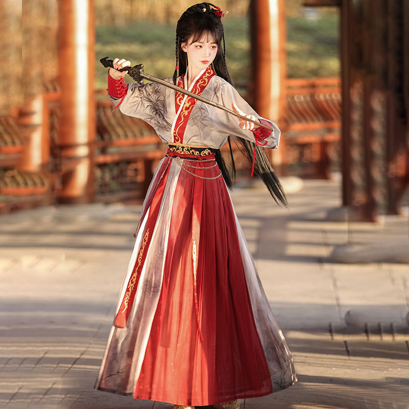 Hanfu set with Han elements, a national trend for both men and women, a flowing waist-length blouse and skirt, a cool and stylish ancient style for women Application Scenario