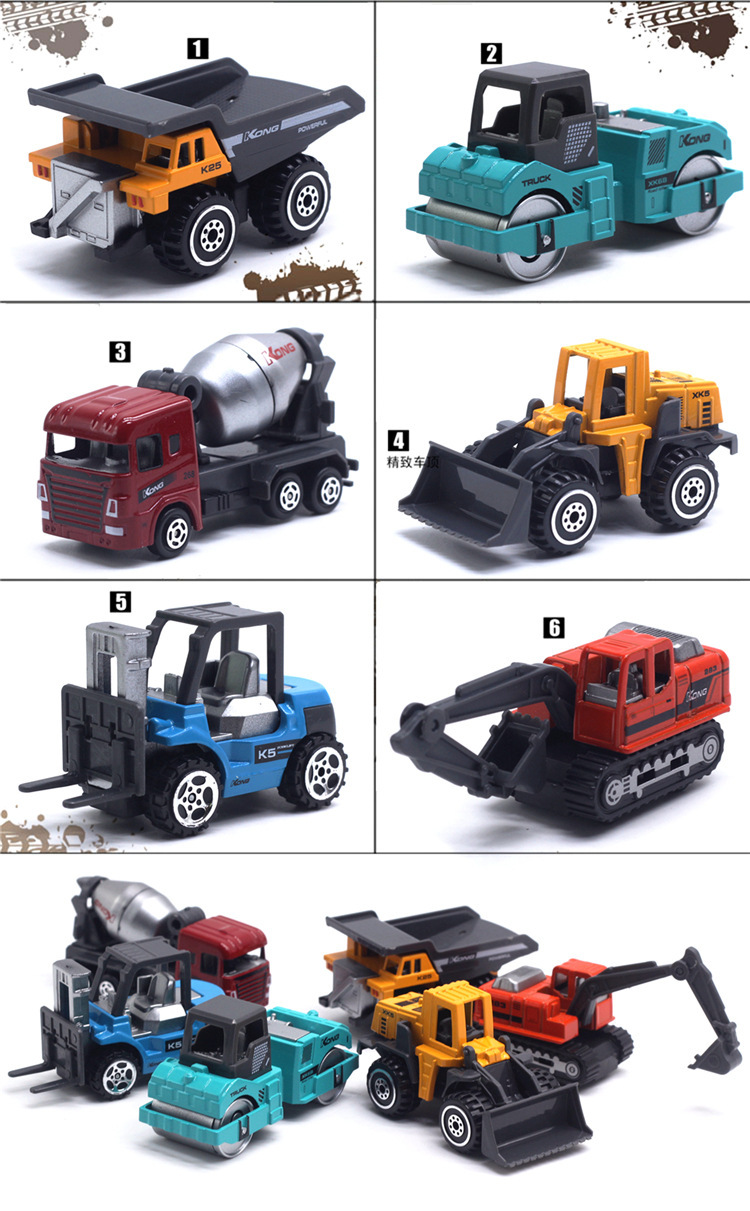 跨境合金小汽车1:64模型滑行玩具金属工程车城市交通儿童男孩玩具详情15