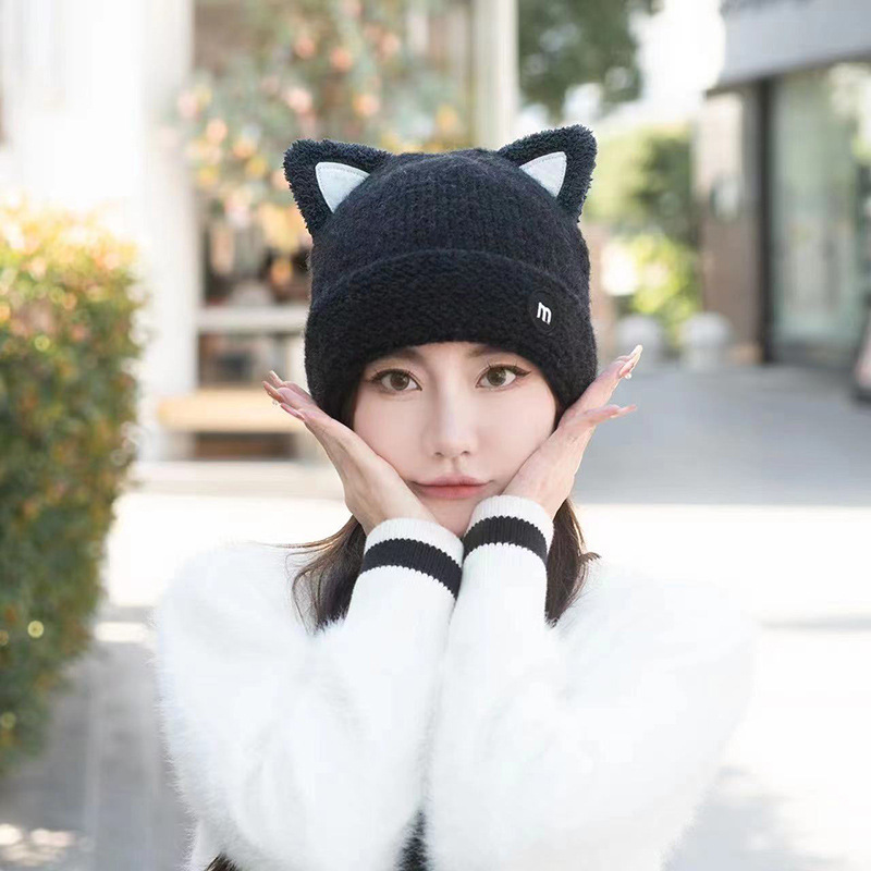 秋冬毛线帽/卡通猫耳帽子/可爱卡通帽子产品图