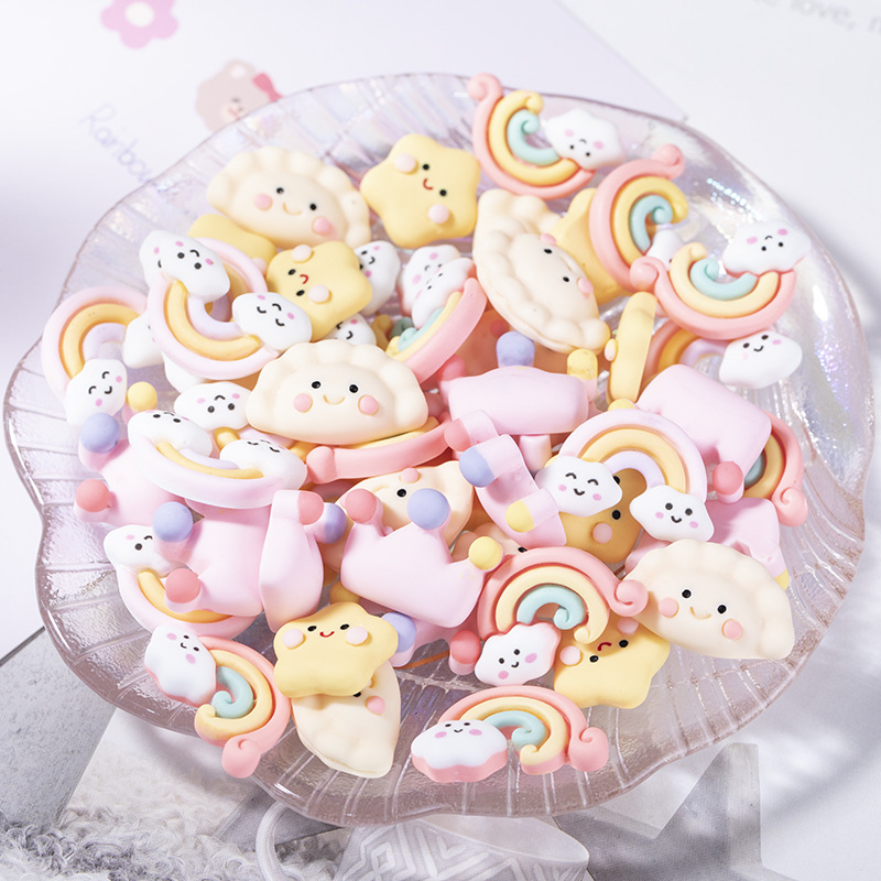New Katong cute Rainbow star Dumpling resin accessories diy cream glue phone case patch accessory material Application Scenario