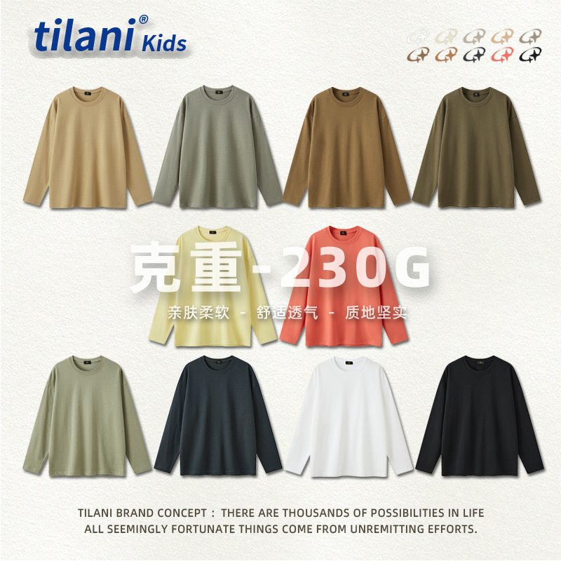 TILANI niños europa y américa trendy marca 230G primavera otoño niño manga larga camiseta leggings hollow color sólido bebé top Application Scenario