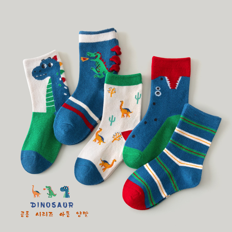 2023 Autumn Boys' mid-calf socks, dinosaur cotton socks, baby boys' cartoon socks, spring and autumn boys' socks, children's socks details Picture